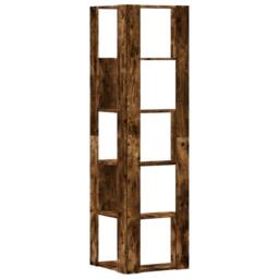 Berkfield Home Corner Bookcase 5-Tier Smoked Oak 50x50x179 cm Engineered Wood in Brown - Size: 50 x 50 x 179 cm - thumbnail 6