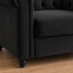 Sofaya Hampton Armchair Chesterfield Seater Sofa Velvet Couch in Black - Size: 1 Seater - thumbnail 4