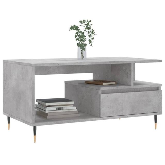 Berkfield Home Modern Coffee Table Concrete Grey 90x49x45 cm Engineered Wood - Size: 90 x 49 x 45 cm - image 1