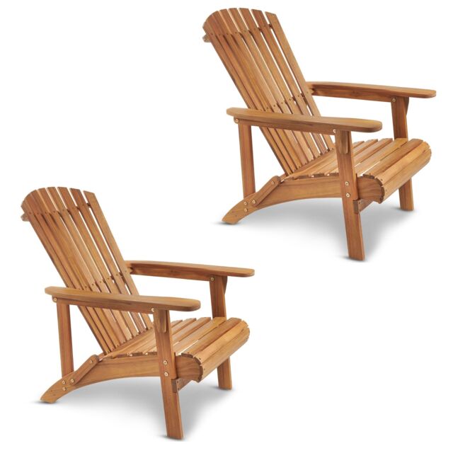 VonHaus Hudson Acacia Wooden Adirondack Garden Chairs Set of 2 in Brown - Size: 2 Pack - image 1