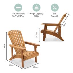 VonHaus Hudson Acacia Wooden Adirondack Garden Chairs Set of 2 in Brown - Size: 2 Pack - thumbnail 7