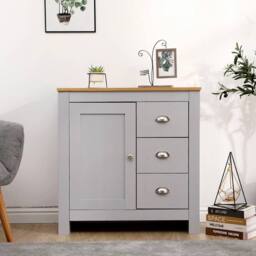 FORGEVIO Sideboard Buffet 3 Drawer Floor Cabinet Cupboard grey & oak