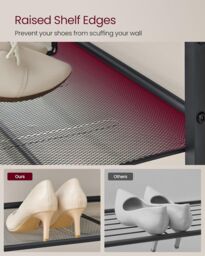 VASAGLE Shoe Storage Rack Adjustable Mesh Shelves Industrial Steel Design in Brown - thumbnail 4