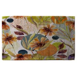 Benjamin Tate Design Autumn Flowers Soft Bath Towel in Orange - thumbnail 1
