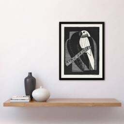 Artery8 Stylised Parakeet Birds Samuel J De Mesquita Framed Wall Art Print in Black - Size: A4 - thumbnail 4