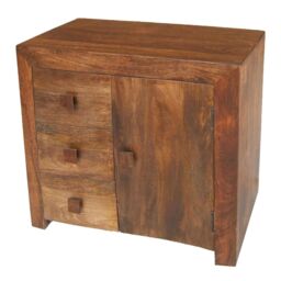 Jaipur Furniture Ltd 3 Drawer Sideboard - Mango Wood - L35 x W85 x H75 cm - Dark Finish in Brown - thumbnail 2