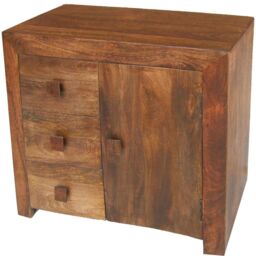 Jaipur Furniture Ltd 3 Drawer Sideboard - Mango Wood - L35 x W85 x H75 cm - Dark Finish in Brown - thumbnail 1