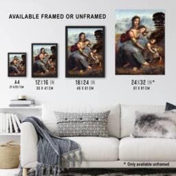 "Artery8 Virgin & Child Saint Anne da Vinci Vintage Wall Art Print Poster in Brown - Size: W12"" x H16""" - thumbnail 3