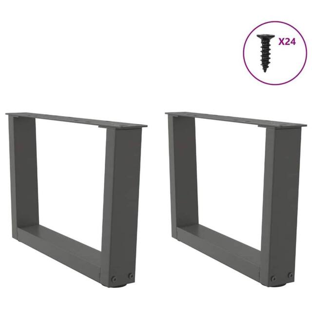 Berkfield Home Modern Dining Table Legs V-Shape 2 pcs Anthracite 50x(30-31.3) cm in Dark Grey - image 1