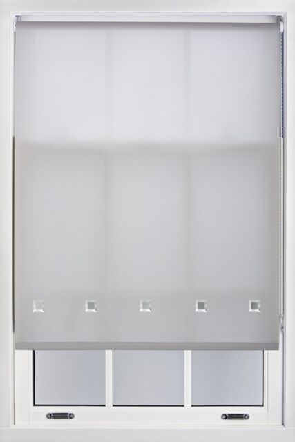 Furnished Daylight Roller Blind with Chrome Square Eyelets - Trimmable Window Shade in Grey - Size: 120 cm width x 210 cm drop - image 1