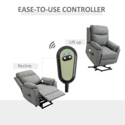 HOMCOM Power Lift Chair Electric Riser Recliner with Remote Control in Grey - thumbnail 6