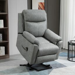 HOMCOM Power Lift Chair Electric Riser Recliner with Remote Control in Grey - thumbnail 1