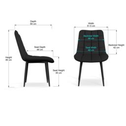 More4Homes Set of 8 Nova Modern Faux Leather Dining Chair Padded Seat Metal Legs Kitchen in Black - thumbnail 7