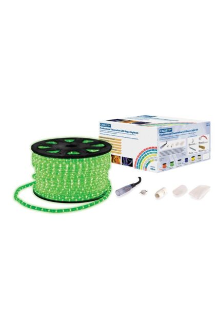 Netagon Static LED Rope Light Kit With Wiring Accessories Kit 90m Green - image 1