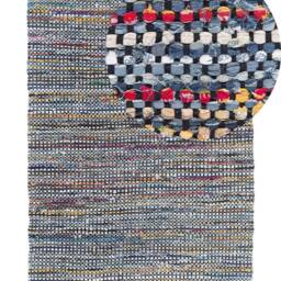 Wyld and Coco Handwoven Cotton Rag Rug Navy Multicolour Soft Textured Rectangular - Size: 140 cm x 200 cm - thumbnail 2