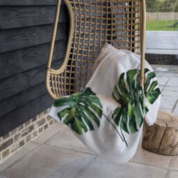 Benjamin Tate Design Twin Tropical Leaves Blanket in Natural - Size: 120 cm x 150 cm - thumbnail 4