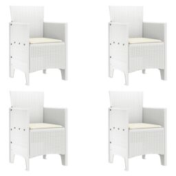 Berkfield Home 5 Piece Garden Dining Set with Cushions White Poly Rattan - thumbnail 5