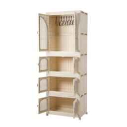 KORVIXA 193.5 cm Extra Large Plastic Wardrobe Clothes in Beige - Size: 100 cm - thumbnail 3