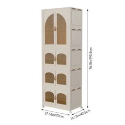 KORVIXA 193.5 cm Extra Large Plastic Wardrobe Clothes in Beige - Size: 100 cm - thumbnail 2