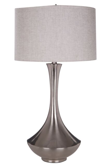 Orsina Chrome Table Lamp with Fabric Shade, Metal Lighting Feature for Side Table or Console, Home Lighting in Silver - image 1