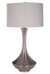 Orsina Chrome Table Lamp with Fabric Shade, Metal Lighting Feature for Side Table or Console, Home Lighting in Silver