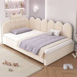 Matteo Crown Upholstered Daybed with Pull-Out Trundle Beige - Size: Single - thumbnail 9