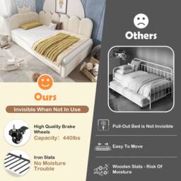 Matteo Crown Upholstered Daybed with Pull-Out Trundle Beige - Size: Single - thumbnail 3