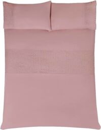 Smart Living Luxury Super Soft Stylish Lace Panel Duvet Cover with Pillowcases in Pink - Size: Super King - thumbnail 3