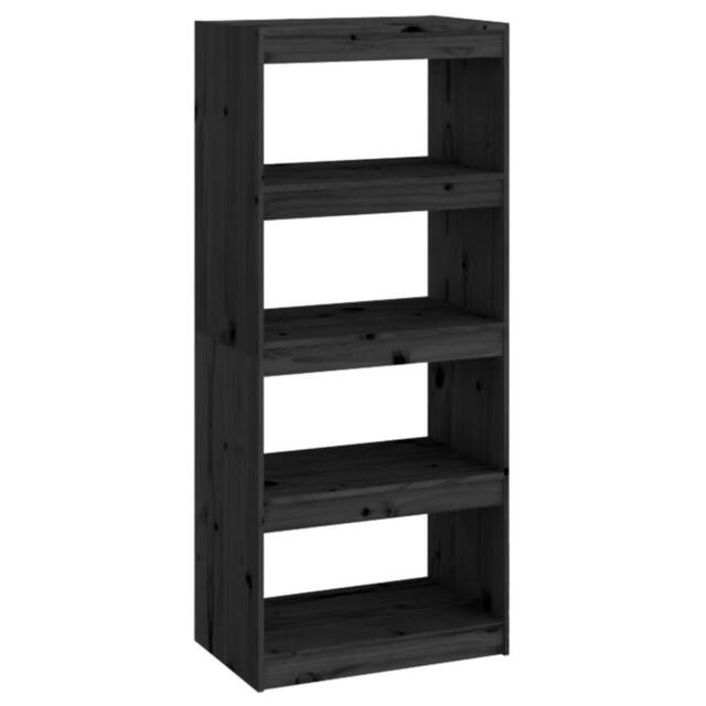 Berkfield Home Book Cabinet/Room Divider Black 60x30x135.5 cm Solid Wood Pine - image 1
