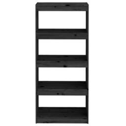 Berkfield Home Book Cabinet/Room Divider Black 60x30x135.5 cm Solid Wood Pine - thumbnail 5