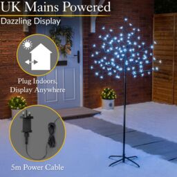 Christow Cherry Blossom Christmas Tree Pre Lit 96 or 150 LED Indoor Outdoor 5ft in White - Size: Medium - thumbnail 5