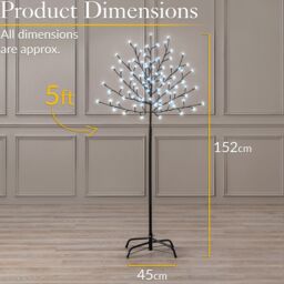 Christow Cherry Blossom Christmas Tree Pre Lit 96 or 150 LED Indoor Outdoor 5ft in White - Size: Medium - thumbnail 6