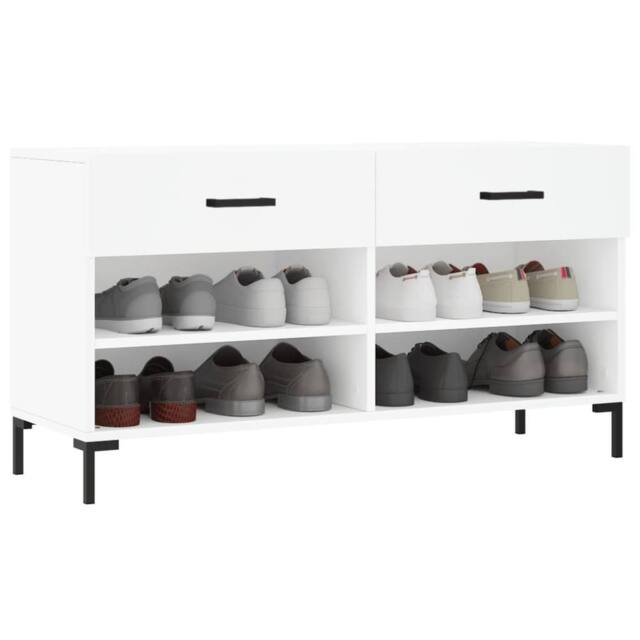 Berkfield Home Shoe Bench White 102x35x55 cm Engineered Wood - Size: 102 x 35 x 55 cm - image 1