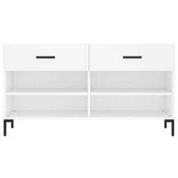 Berkfield Home Shoe Bench White 102x35x55 cm Engineered Wood - Size: 102 x 35 x 55 cm - thumbnail 6
