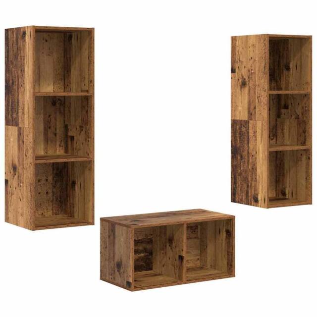 Berkfield Home TV Cabinet Set Old wood 37 x 37 x 107 cm Engineered wood - image 1