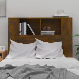 Berkfield Home Headboard Cabinet Smoked Oak 100x18.5x104.5 cm in Brown - thumbnail 3