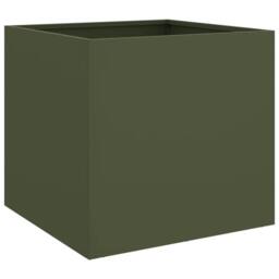 Berkfield Home Planters 2 pcs Olive Green 42x40x39 cm Steel - Size: 42 x 40 x 39 cm - thumbnail 4