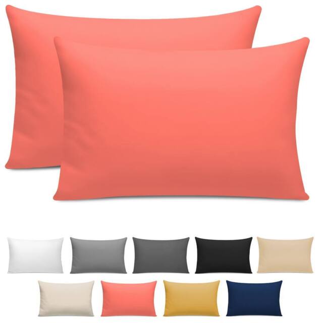 Pamposh 300 Thread Count Cotton Sateen Pillow Cases Pair in Coral - Size: Standard Pillow Case - image 1