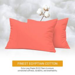 Pamposh 300 Thread Count Cotton Sateen Pillow Cases Pair in Coral - Size: Standard Pillow Case - thumbnail 2