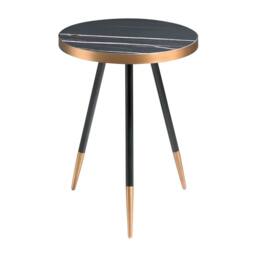 Angel Cerda Round Side Table Black Porcelain Marble Top, Black - thumbnail 1