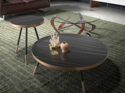 Angel Cerda Round Side Table Black Porcelain Marble Top, Black - thumbnail 5