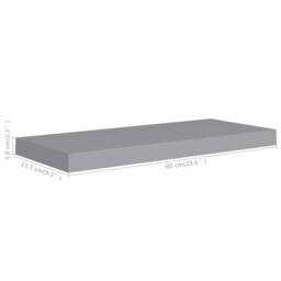 Berkfield Home Durable Floating Wall Shelf Grey 60x23.5x3.8 cm MDF - thumbnail 7