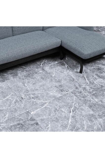 24Pcs Stone Effect Self Adhesive PVC Floor for Kitchen, Bathroom, or Rental Renovations in Grey