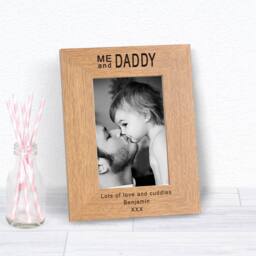 Uniqueful Personalised Me & Daddy Wood Picture Frame 7x5 Fathers Day Dad in Brown - thumbnail 1