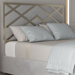 KDMD George Upholstered Soft Velvet Metal Designer Bed Frame in Grey - Size: Super King - thumbnail 3