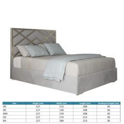 KDMD George Upholstered Soft Velvet Metal Designer Bed Frame in Grey - Size: Super King - thumbnail 5