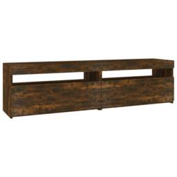 Berkfield Home TV Cabinet with LED Lights 2 pcs Smoked Oak 75x35x40 cm in Brown - Size: 75 x 35 x 40 cm