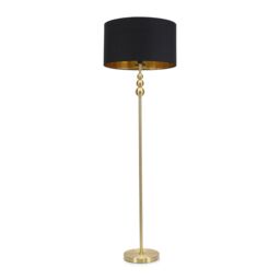 ValueLights Marissa Black & Metallic Gold Shade Brushed Gold Stacked Floor Lamp & Bulb - thumbnail 2