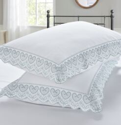 Rapport Home Elise Embroidered Floral Polyester Duvet Cover Set with Pillowcase in White - Size: King - thumbnail 4