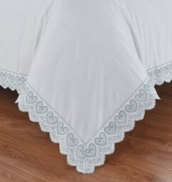 Rapport Home Elise Embroidered Floral Polyester Duvet Cover Set with Pillowcase in White - Size: King - thumbnail 3